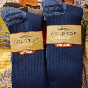 Gold Toe Men's Heavyweight Boot Socks - Blue and Brown